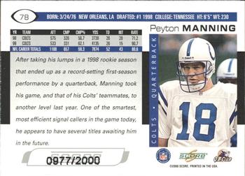 2000 Score - Scorecard #78 Peyton Manning Back