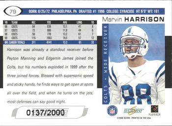 2000 Score - Scorecard #79 Marvin Harrison Back