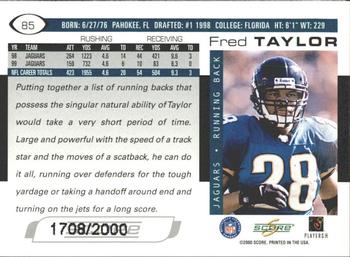 2000 Score - Scorecard #85 Fred Taylor Back