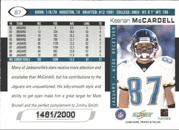 2000 Score - Scorecard #87 Keenan McCardell Back