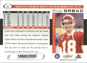 2000 Score - Scorecard #90 Elvis Grbac Back