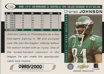 2000 Score - Scorecard #152 Charles Johnson Back