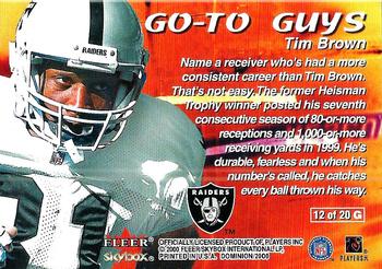 2000 SkyBox Dominion - Go-To Guys #12 G Tim Brown Back