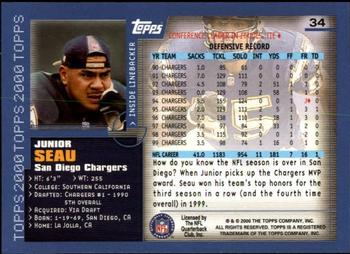 2000 Topps - Topps Collection #34 Junior Seau Back