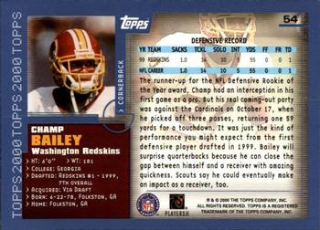 2000 Topps - Topps Collection #54 Champ Bailey Back