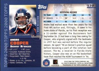 2000 Topps - Topps Collection #178 Andre Cooper Back