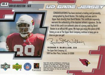 2000 Upper Deck - UD Game Jersey Autographed Silver #BO-A David Boston Back