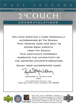 2000 Upper Deck Legends - Autographs #TC Tim Couch Back