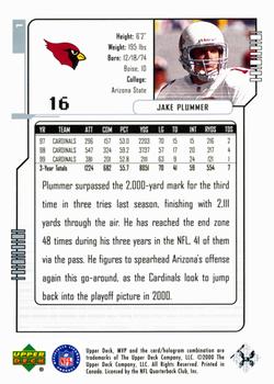 2000 Upper Deck MVP - Silver Script #1 Jake Plummer Back