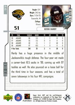 2000 Upper Deck MVP - Silver Script #77 Kevin Hardy Back