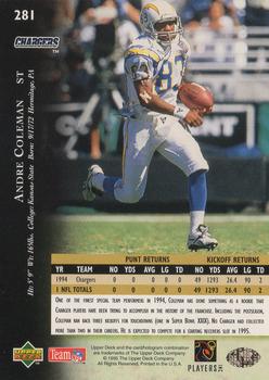 1995 Upper Deck #281 Andre Coleman Back
