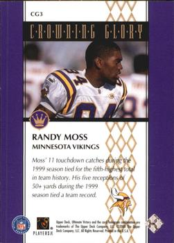 2000 Upper Deck Ultimate Victory - Crowning Glory #CG3 Randy Moss Back