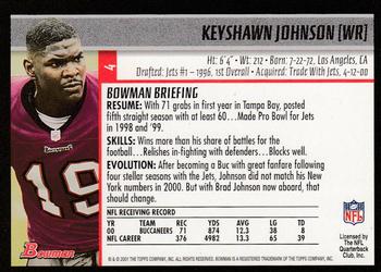 2001 Bowman - Gold #4 Keyshawn Johnson Back