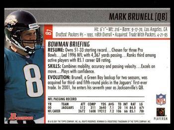 2001 Bowman - Gold #87 Mark Brunell Back