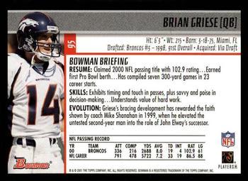 2001 Bowman - Gold #95 Brian Griese Back