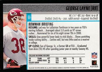 2001 Bowman - Gold #131 George Layne Back