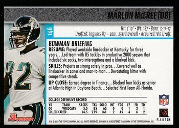 2001 Bowman - Gold #146 Marlon McCree Back
