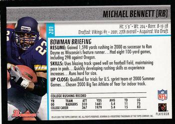 2001 Bowman - Gold #201 Michael Bennett Back
