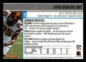 2001 Bowman - Gold #207 Chad Johnson Back