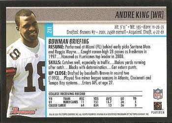2001 Bowman - Gold #211 Andre King Back
