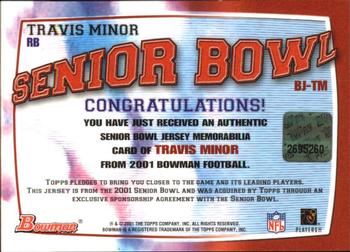 2001 Bowman - Bowl Jerseys #BJ-TM Travis Minor Back