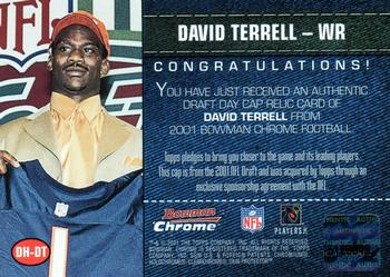 2001 Bowman Chrome - Draft Day Relics #DH-DT David Terrell Back
