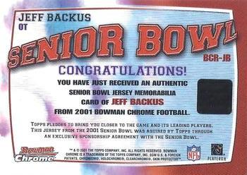 2001 Bowman Chrome - Rookie Relics #BCR-JB Jeff Backus Back