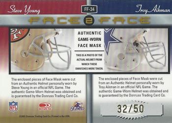 2001 Donruss Elite - Face To Face #FF-34 Troy Aikman / Steve Young Back
