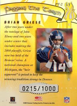 2001 Donruss Elite - Passing the Torch #PT-2 Brian Griese Back