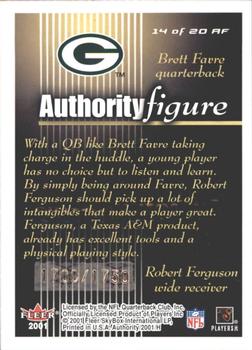 2001 Fleer Authority - Authority Figure #14 AF Robert Ferguson / Brett Favre Back