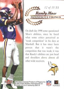 2001 Fleer Authority - Seal of Approval #12 SA Randy Moss Back