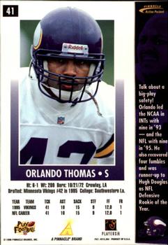 1996 Action Packed #41 Orlando Thomas Back