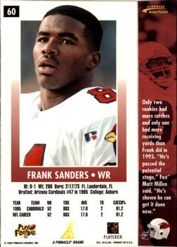 1996 Action Packed #60 Frank Sanders Back