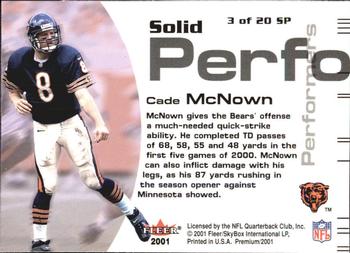 2001 Fleer Premium - Solid Performers #3 SP Cade McNown Back
