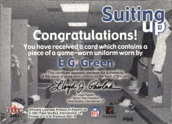 2001 Fleer Premium - Suiting Up #NNO E.G. Green Back