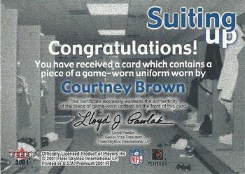 2001 Fleer Premium - Suiting Up #NNO Courtney Brown Back