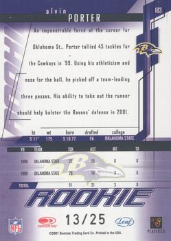 2001 Leaf Rookies & Stars - Longevity #183 Alvin Porter Back