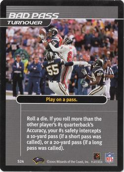 2001 NFL Showdown 1st Edition - Strategy #S24 Bad Pass Front