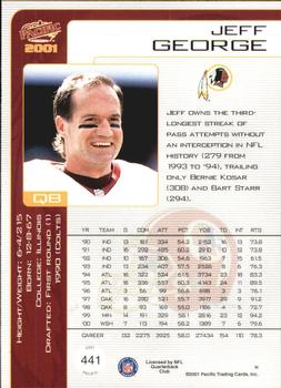 2001 Pacific - Premiere Date #441 Jeff George Back