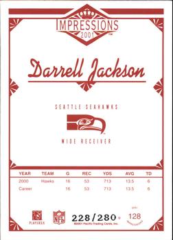 2001 Pacific Canvas Impressions - Hobby Red Backs #128 Darrell Jackson Back