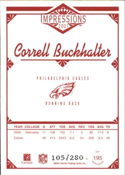 2001 Pacific Canvas Impressions - Hobby Red Backs #195 Correll Buckhalter Back