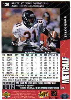 1996 Collector's Choice #139 Eric Metcalf Back