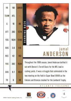 2001 Pacific Dynagon - Retail #4 Jamal Anderson Back