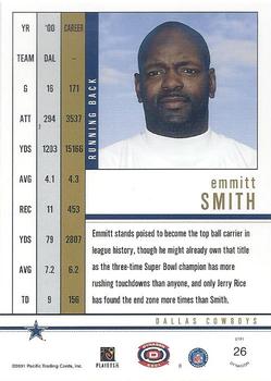 2001 Pacific Dynagon - Retail #26 Emmitt Smith Back