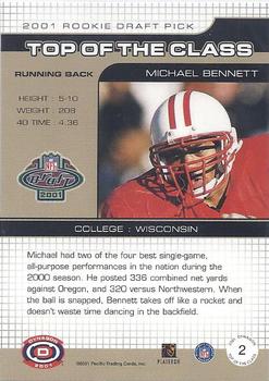 2001 Pacific Dynagon - Top of the Class #2 Michael Bennett Back