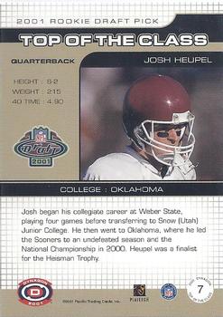 2001 Pacific Dynagon - Top of the Class #7 Josh Heupel Back