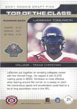 2001 Pacific Dynagon - Top of the Class #21 LaDainian Tomlinson Back