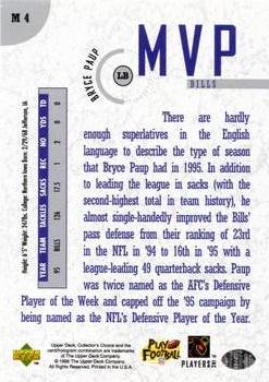 1996 Collector's Choice - MVPs #M4 Bryce Paup Back