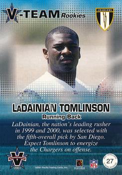 2001 Pacific Vanguard - V-Team Rookies #27 LaDainian Tomlinson Back