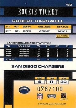 2001 Playoff Contenders - Championship Ticket #169 Robert Carswell Back
